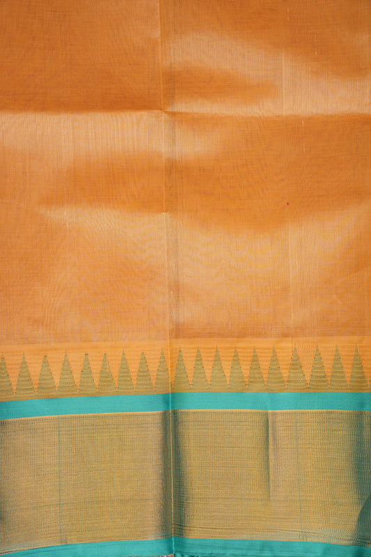 Pure Kuppadam Korvai Silk Cotton Pattu Saree-Ivory & Turquoise Green