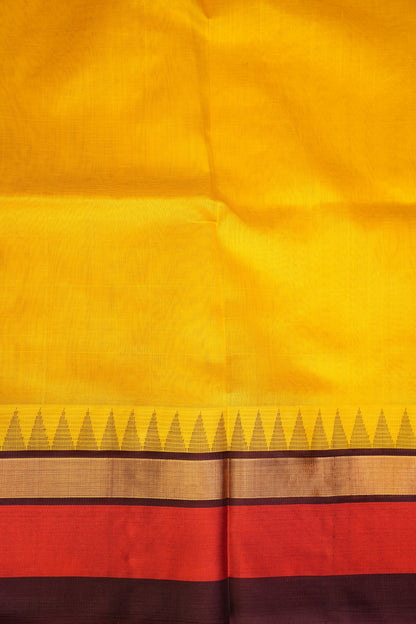 Pure Kuppadam Korvai Silk Cotton Pattu Saree-Soft Yellow & Black
