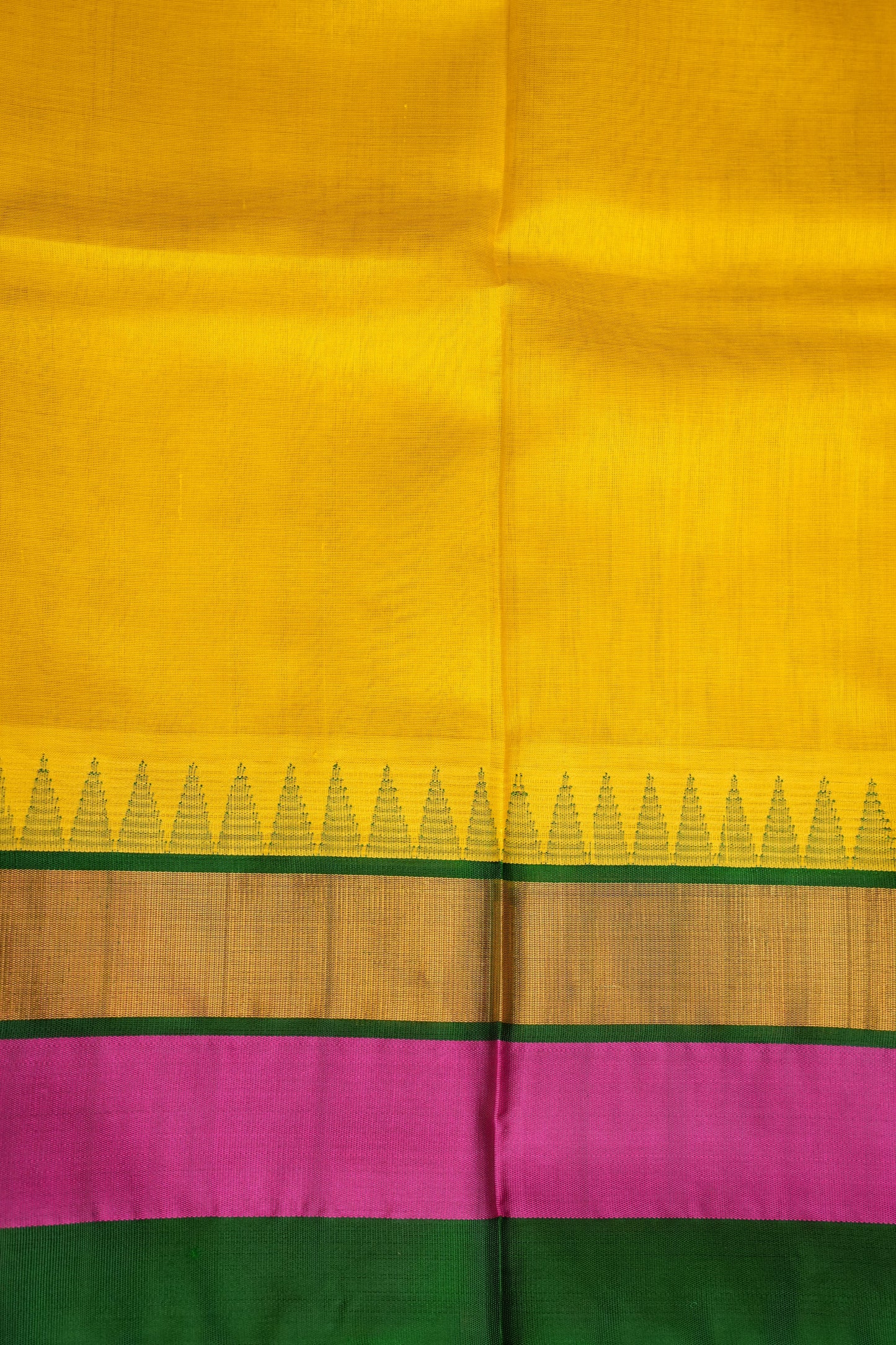 Pure Kuppadam Korvai Silk Cotton Pattu Saree-Yellow & Green