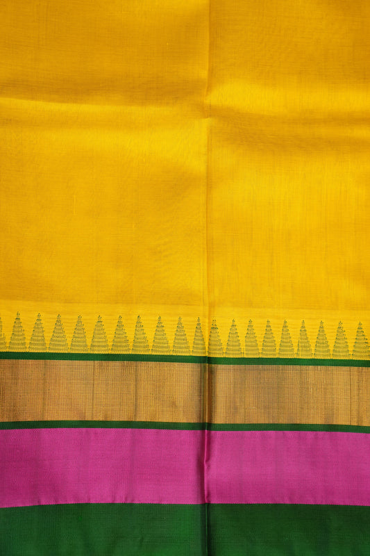 Pure Kuppadam Korvai Silk Cotton Pattu Saree-Yellow & Green