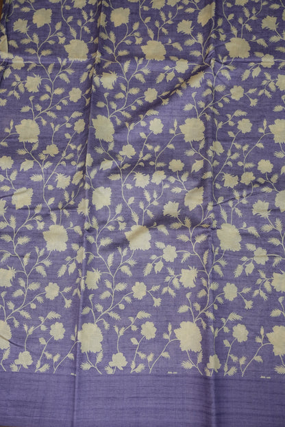 Semi Raw Silk Saree – Lavender Bloom