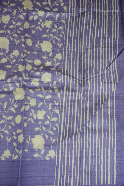 Semi Raw Silk Saree – Lavender Bloom