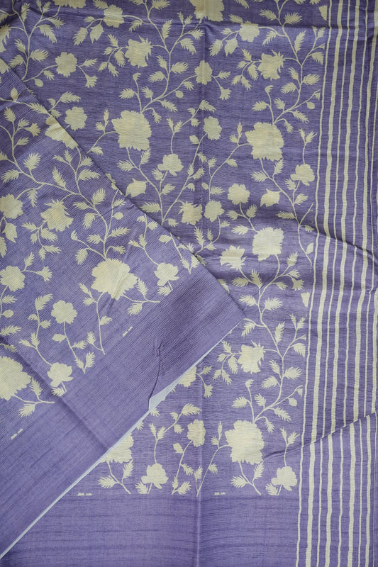 Semi Raw Silk Saree – Lavender Bloom