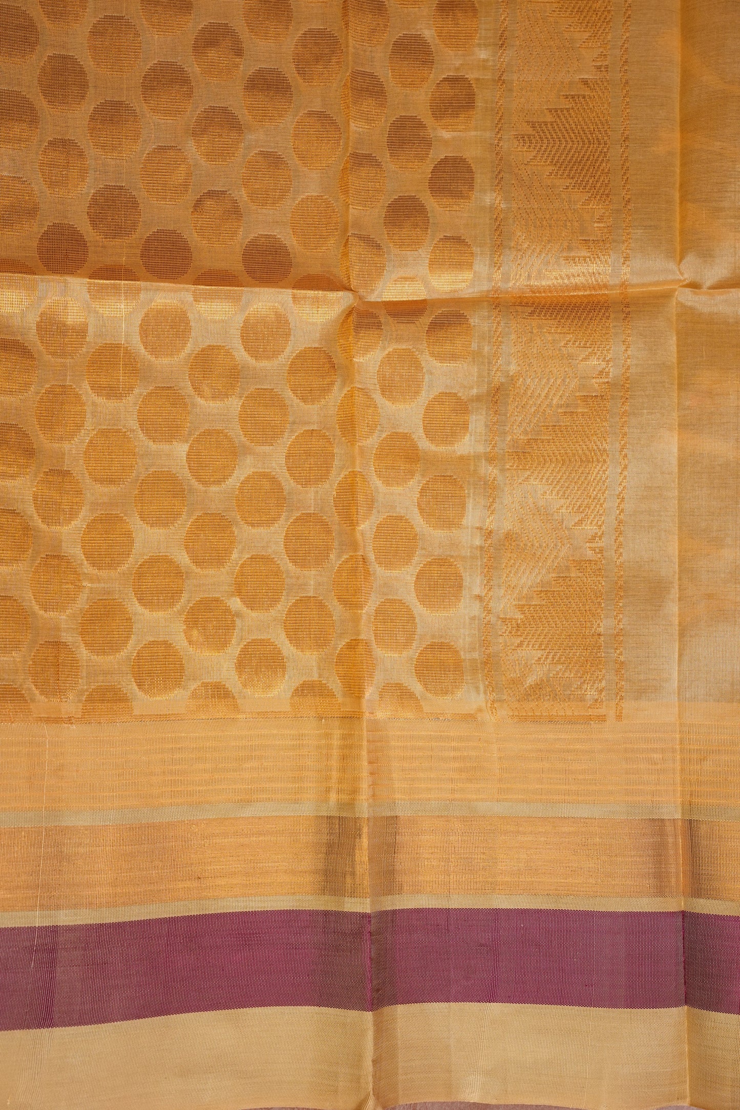 Pure Kuppadam Korvai Silk Cotton Pattu Saree-Wine & Ivory