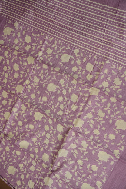 Semi Raw Silk Saree – Lavender Bloom Elegance