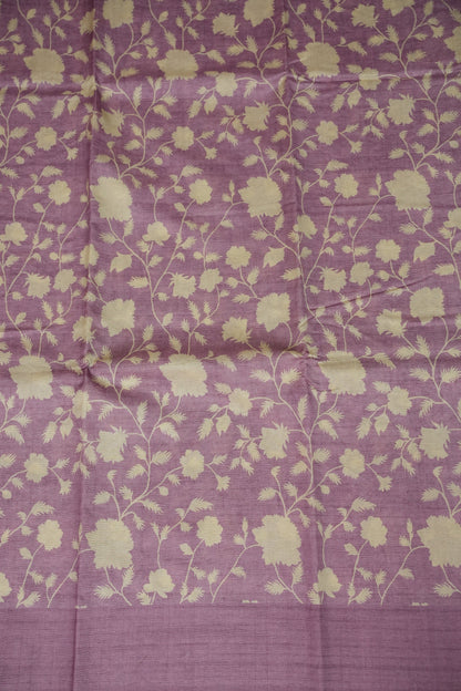 Semi Raw Silk Saree – Lavender Bloom Elegance