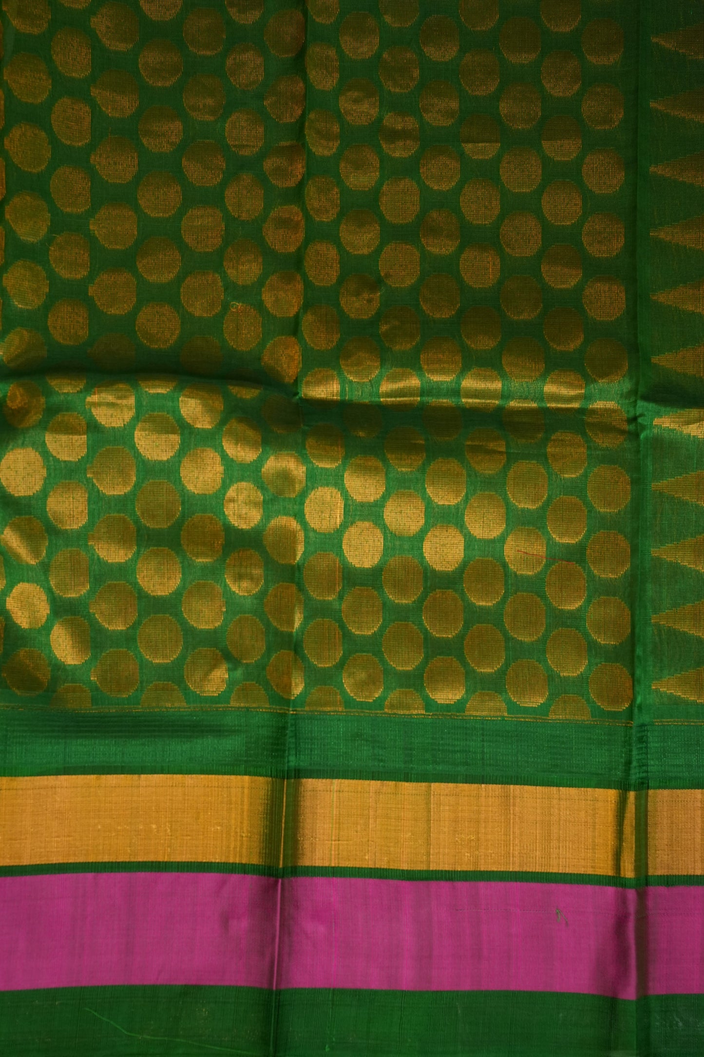 Pure Kuppadam Korvai Silk Cotton Pattu Saree-Ivory & Green