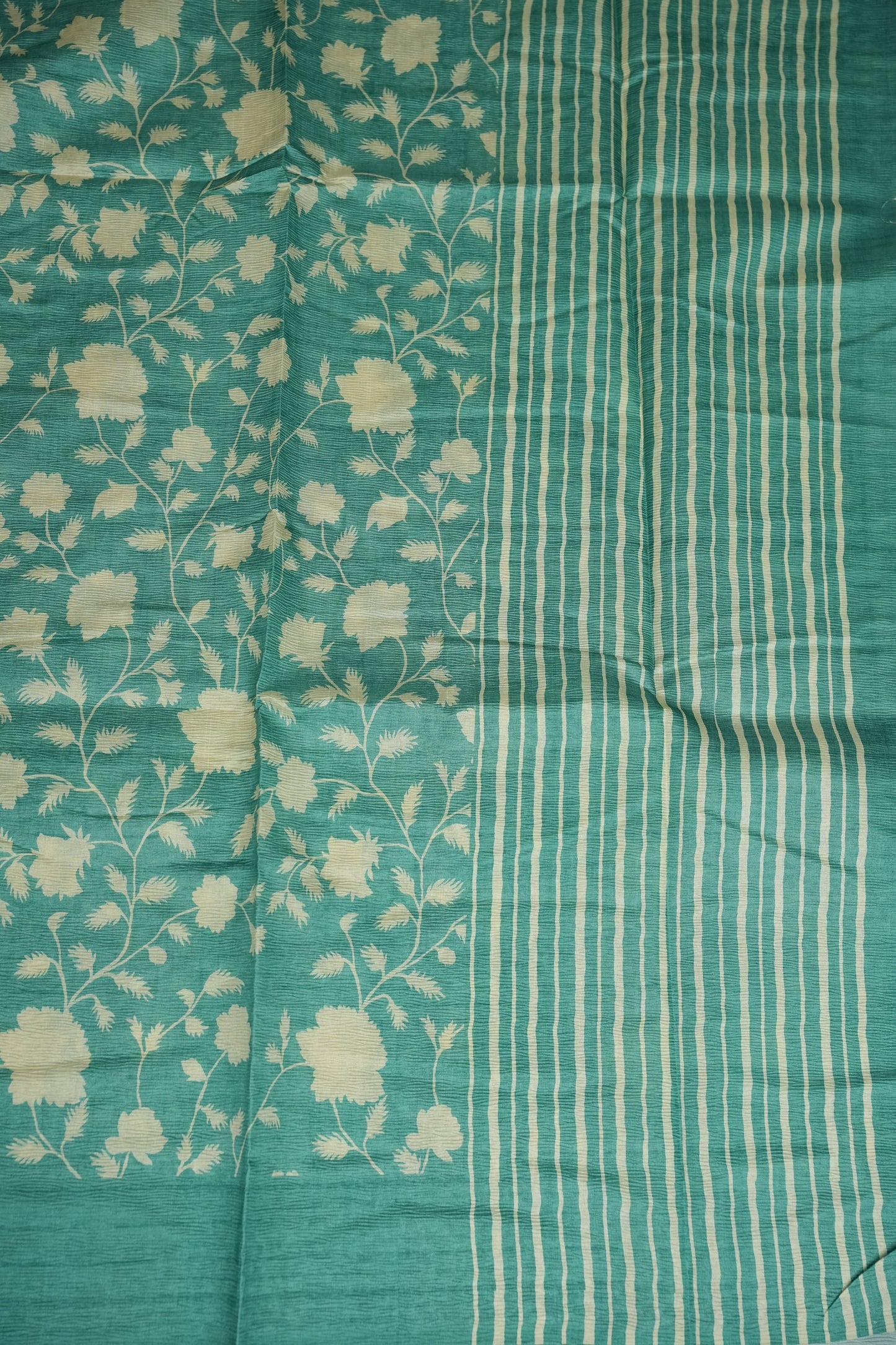 Semi Raw Silk Saree – Aqua Bloom Elegance