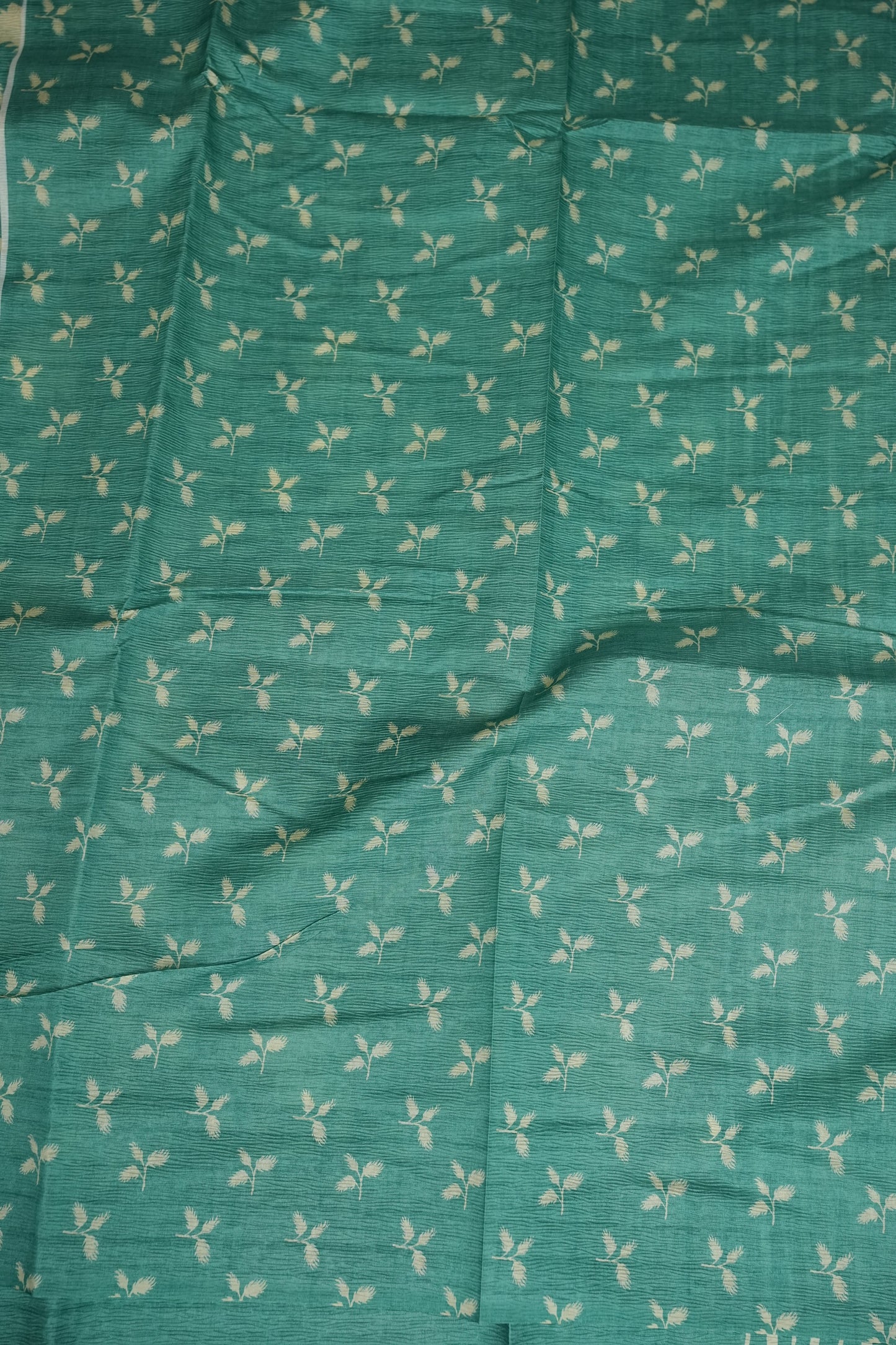 Semi Raw Silk Saree – Aqua Bloom Elegance