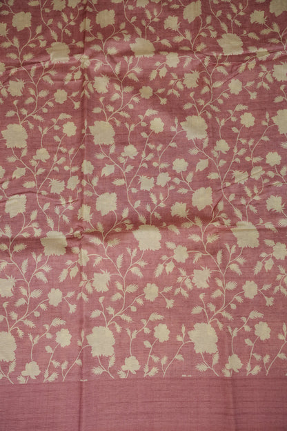 Semi Raw Silk Saree – Blush Pink Floral Elegance