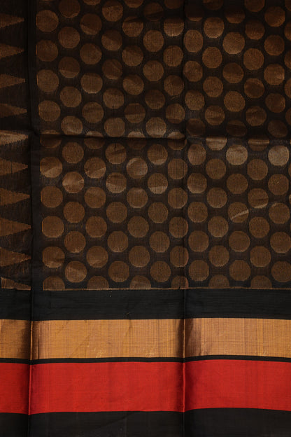 Pure Kuppadam Korvai Silk Cotton Pattu Saree-Ivory & Black