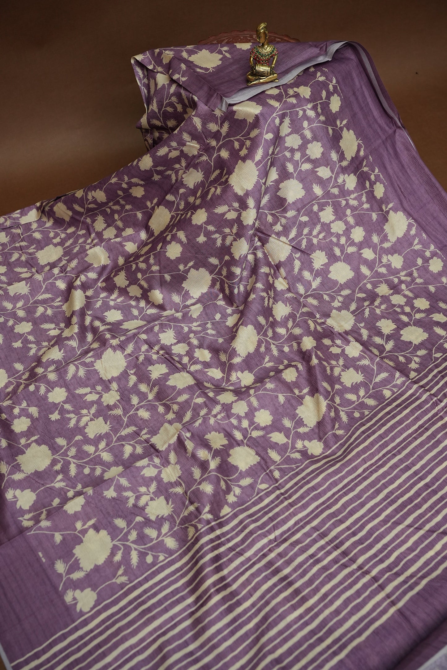 Semi Raw Silk Saree – Lavender Bloom Elegance