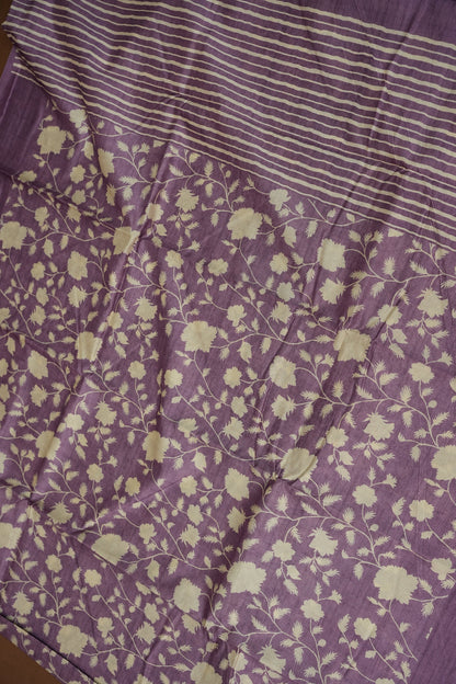 Semi Raw Silk Saree – Lavender Bloom Elegance