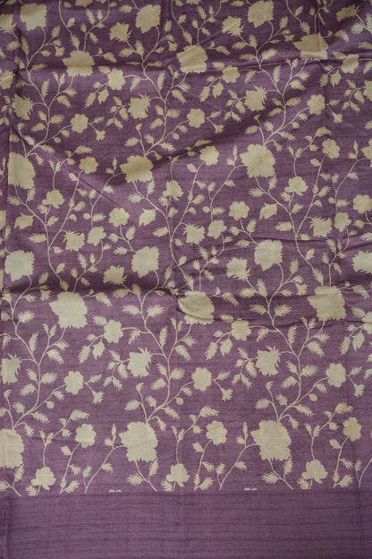 Semi Raw Silk Saree – Lavender Bloom Elegance