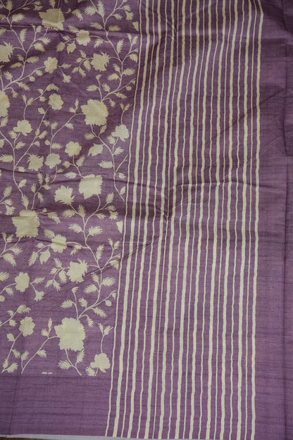 Semi Raw Silk Saree – Lavender Bloom Elegance