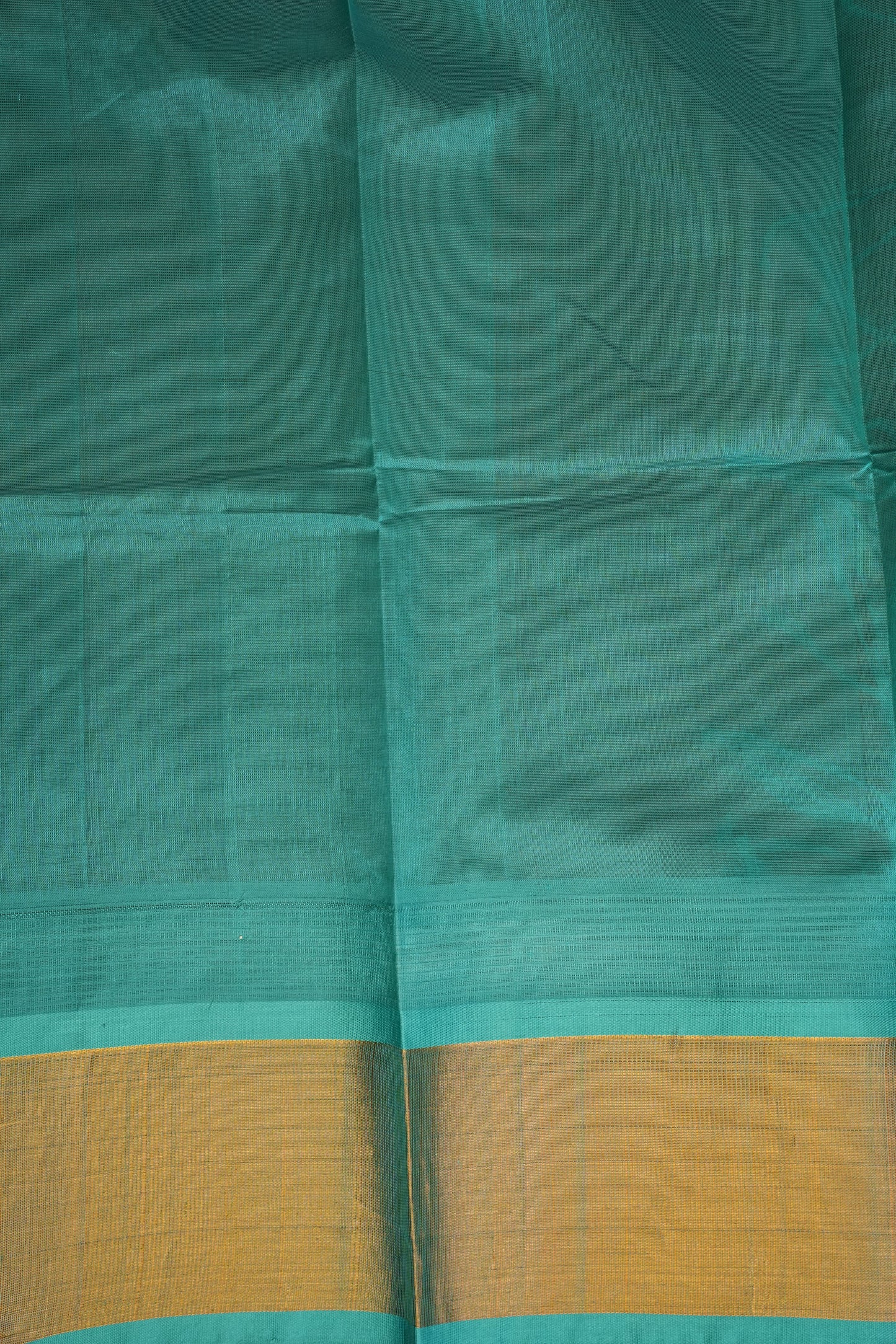 Pure Kuppadam Korvai Silk Cotton Pattu Saree-Ivory and Turquoise Green