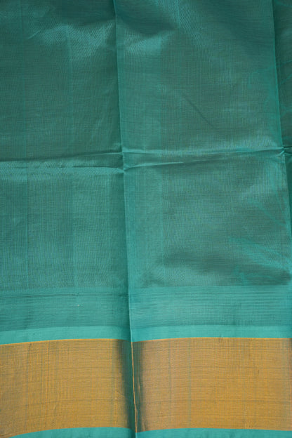 Pure Kuppadam Korvai Silk Cotton Pattu Saree-Ivory and Turquoise Green
