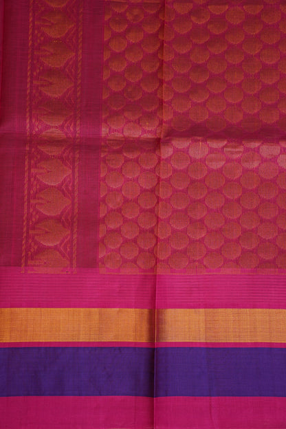 Pure Kuppadam Korvai Silk Cotton Pattu Saree-Yellow & Pink