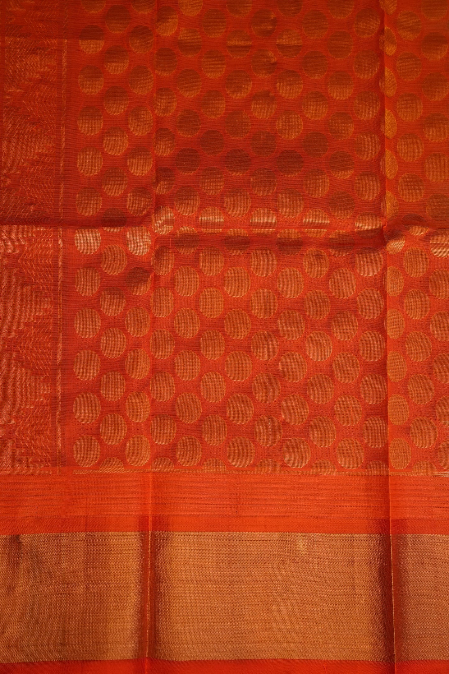 Pure Kuppadam Korvai Silk Cotton Pattu Saree-Ivory and Orange