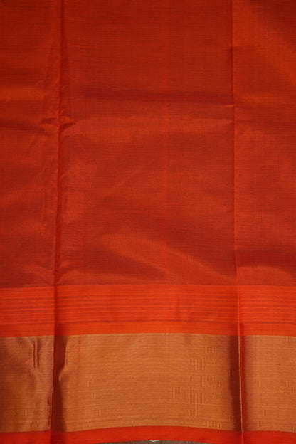 Pure Kuppadam Korvai Silk Cotton Pattu Saree-Ivory and Orange