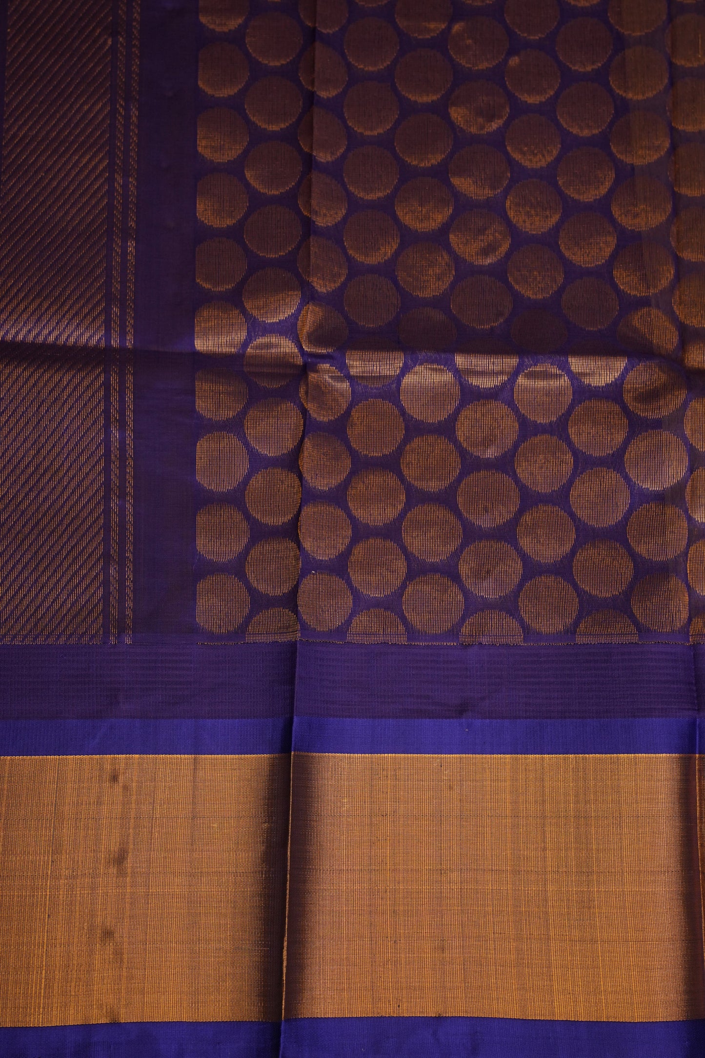 Pure Kuppadam Korvai Silk Cotton Pattu Saree-Golden Yellow & Blue
