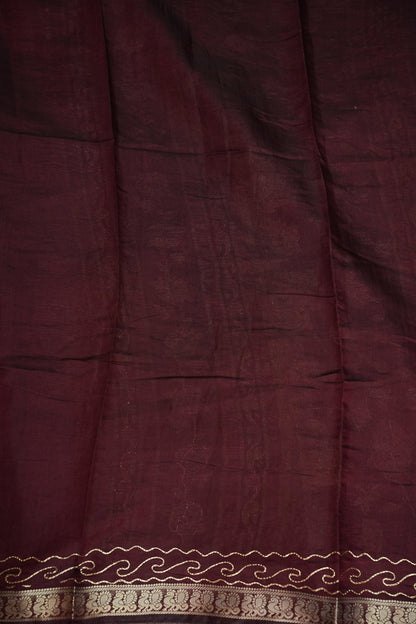 Chanderi Cotton Saree with Kalamkari Prints & Embroidered Pallu – Pink & Maroon