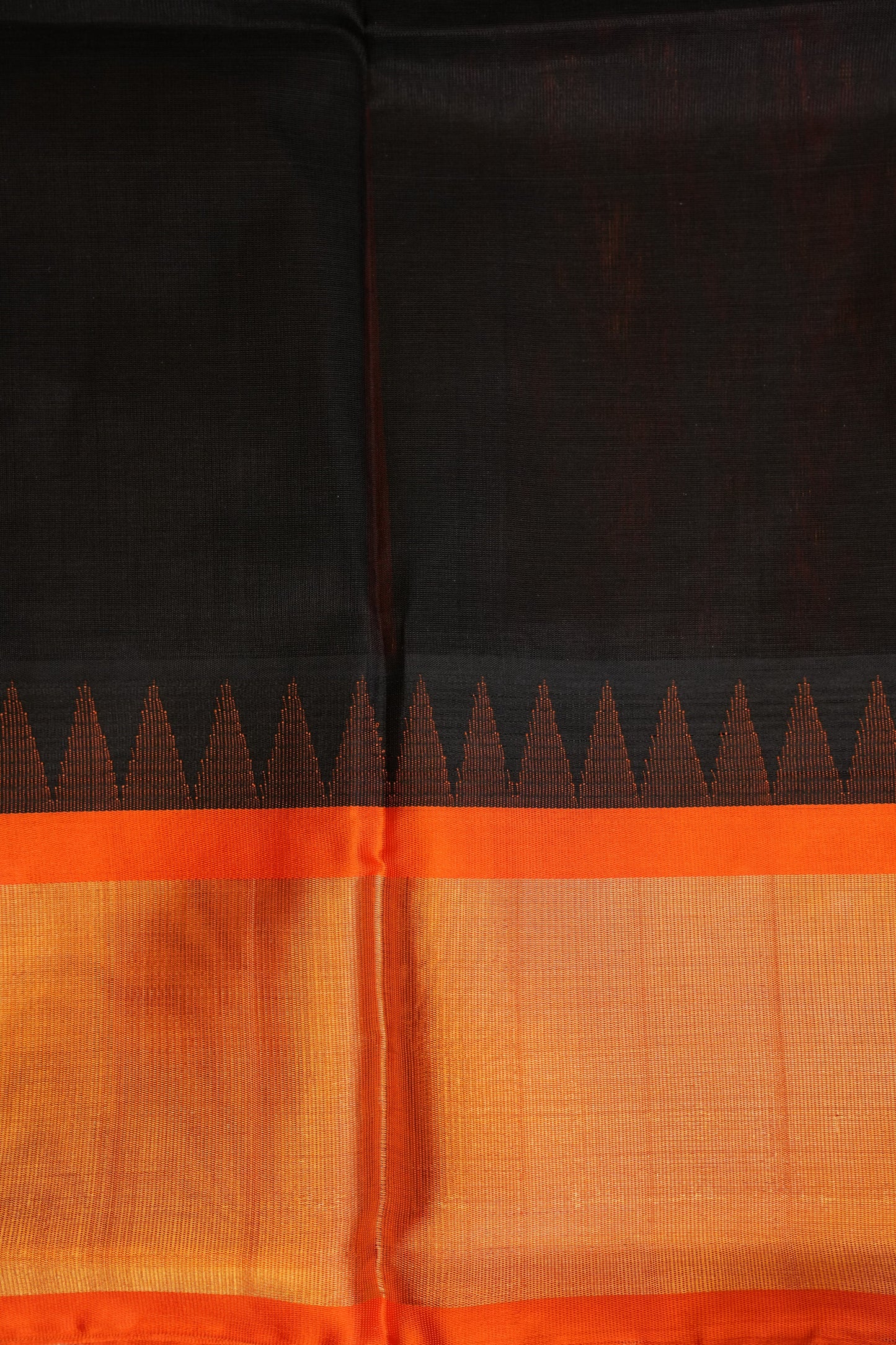 Pure Kuppadam Korvai Silk Cotton Pattu Saree-Black & Orange