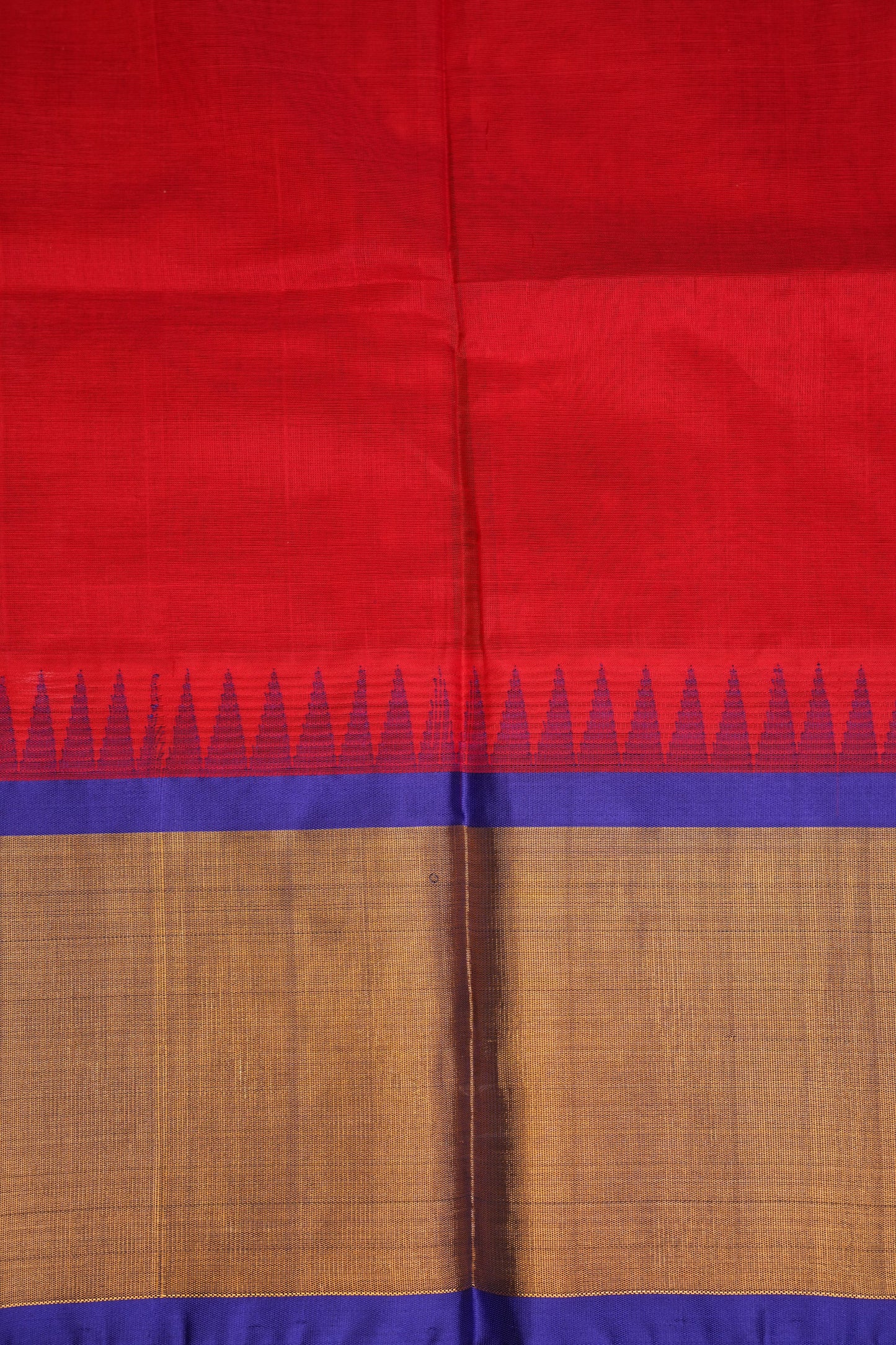 Pure Kuppadam Korvai Silk Cotton Pattu Saree-Red & Royal Blue