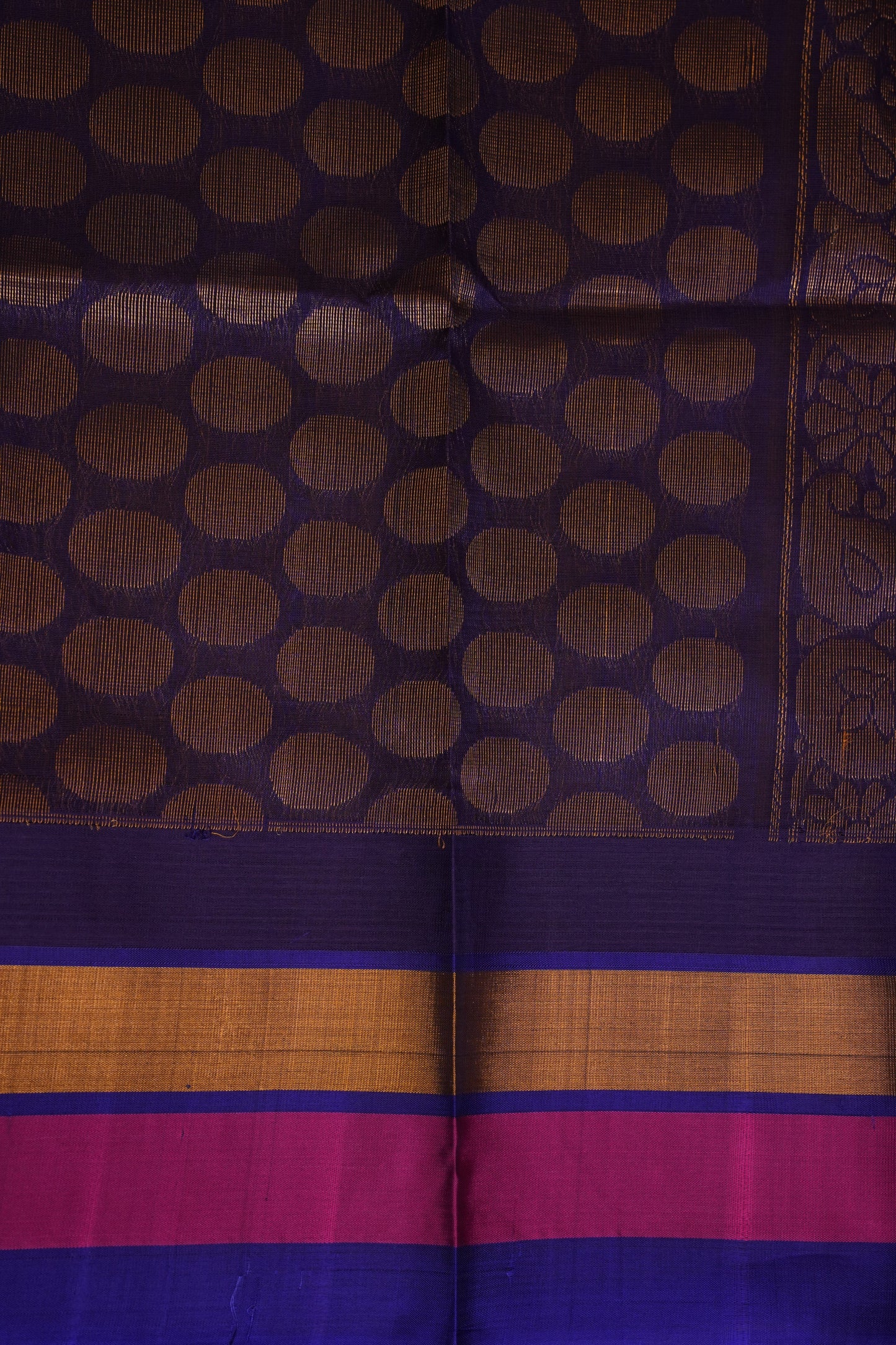 Pure Kuppadam Korvai Silk Cotton Pattu Saree-Yellow & Blue