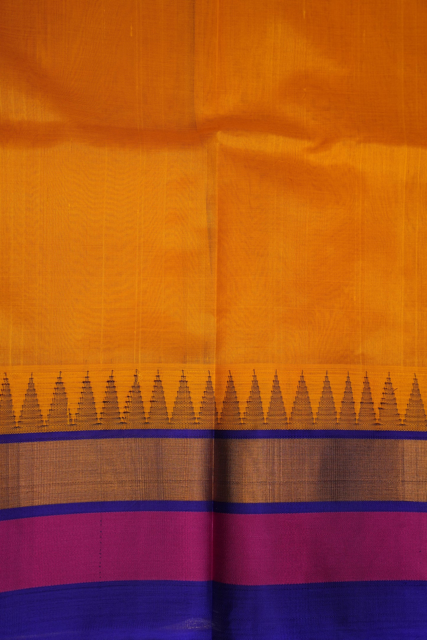 Pure Kuppadam Korvai Silk Cotton Pattu Saree-Yellow & Blue