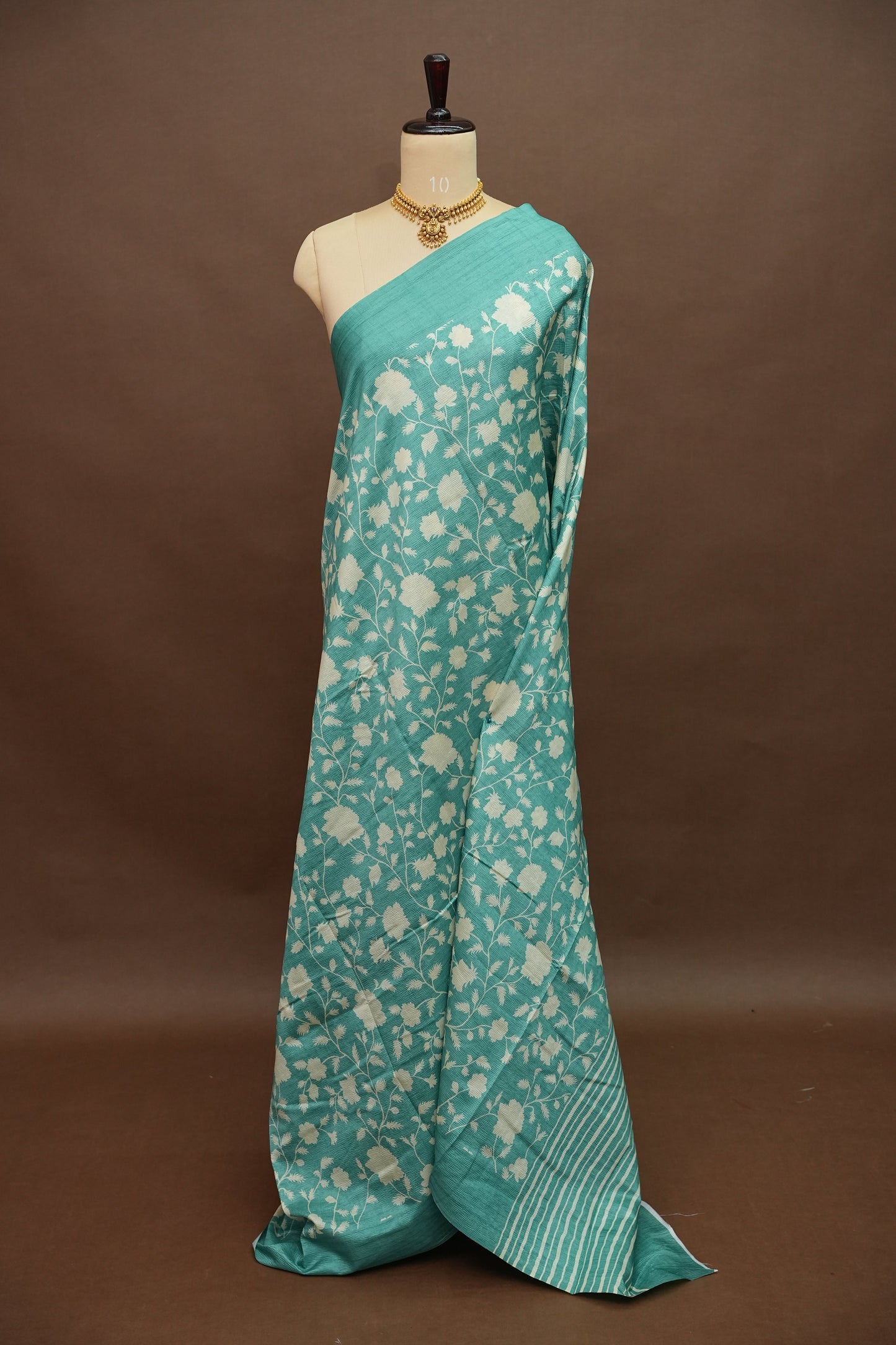 Semi Raw Silk Saree – Aqua Bloom Elegance