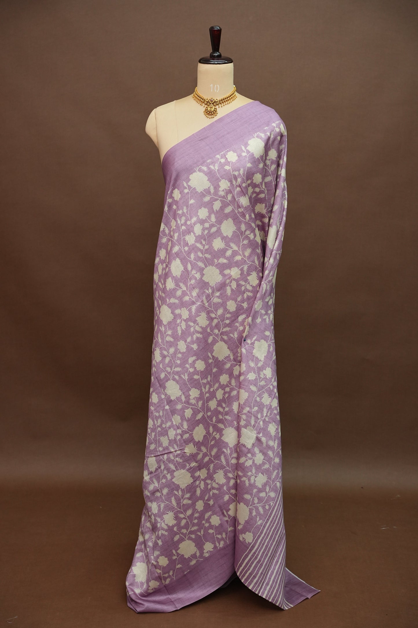 Semi Raw Silk Saree – Lavender Bloom Elegance