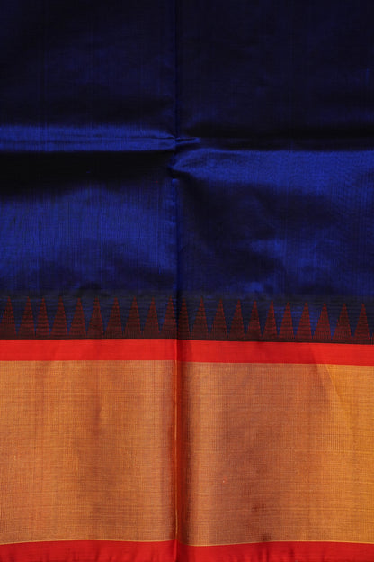 Pure Kuppadam Korvai Silk Cotton Pattu Saree-Royal Blue & Red