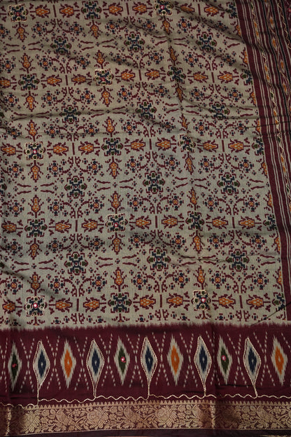 Chanderi Cotton Saree with Kalamkari Prints & Embroidered Pallu – Beige