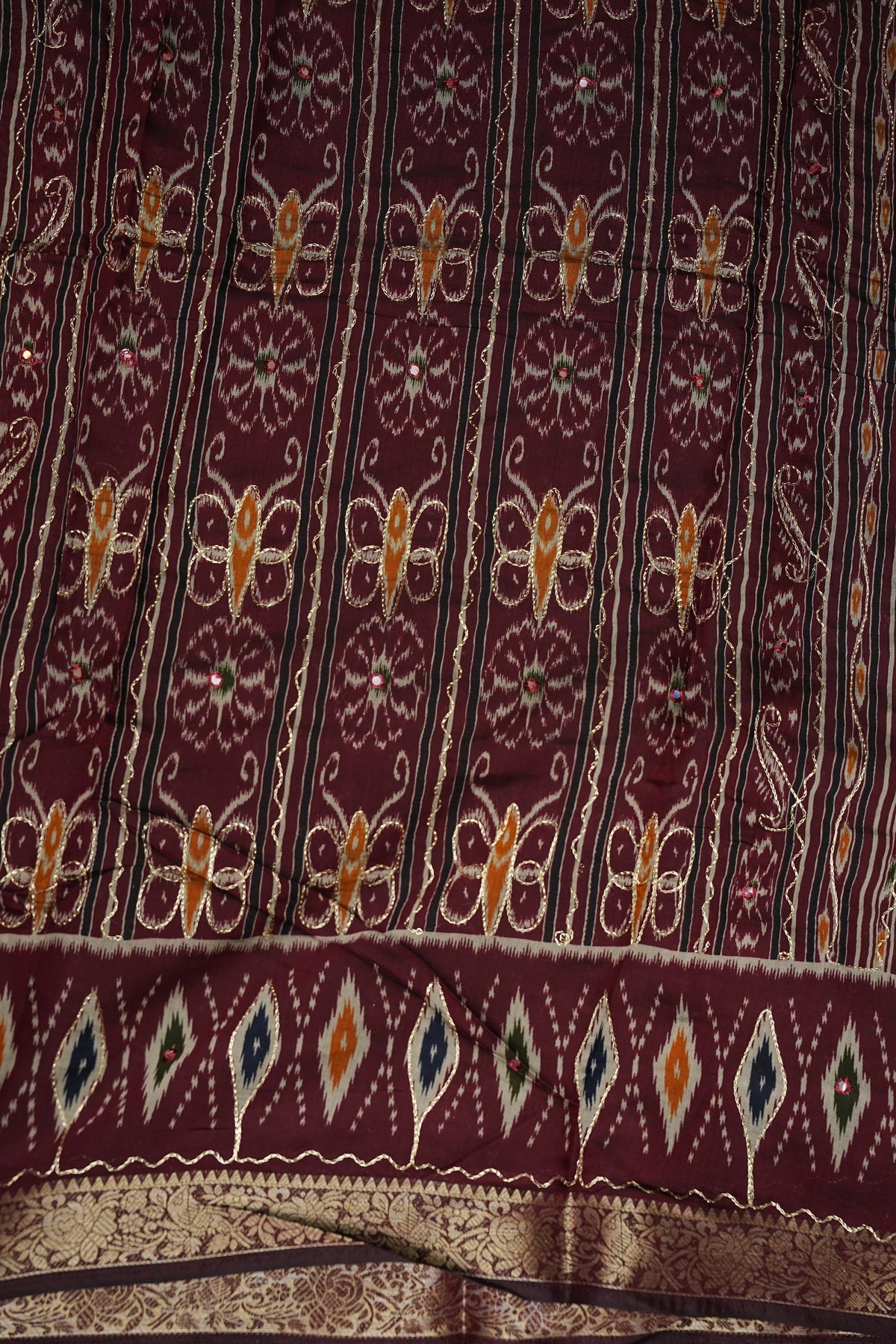 Chanderi Cotton Saree with Kalamkari Prints & Embroidered Pallu – Beige