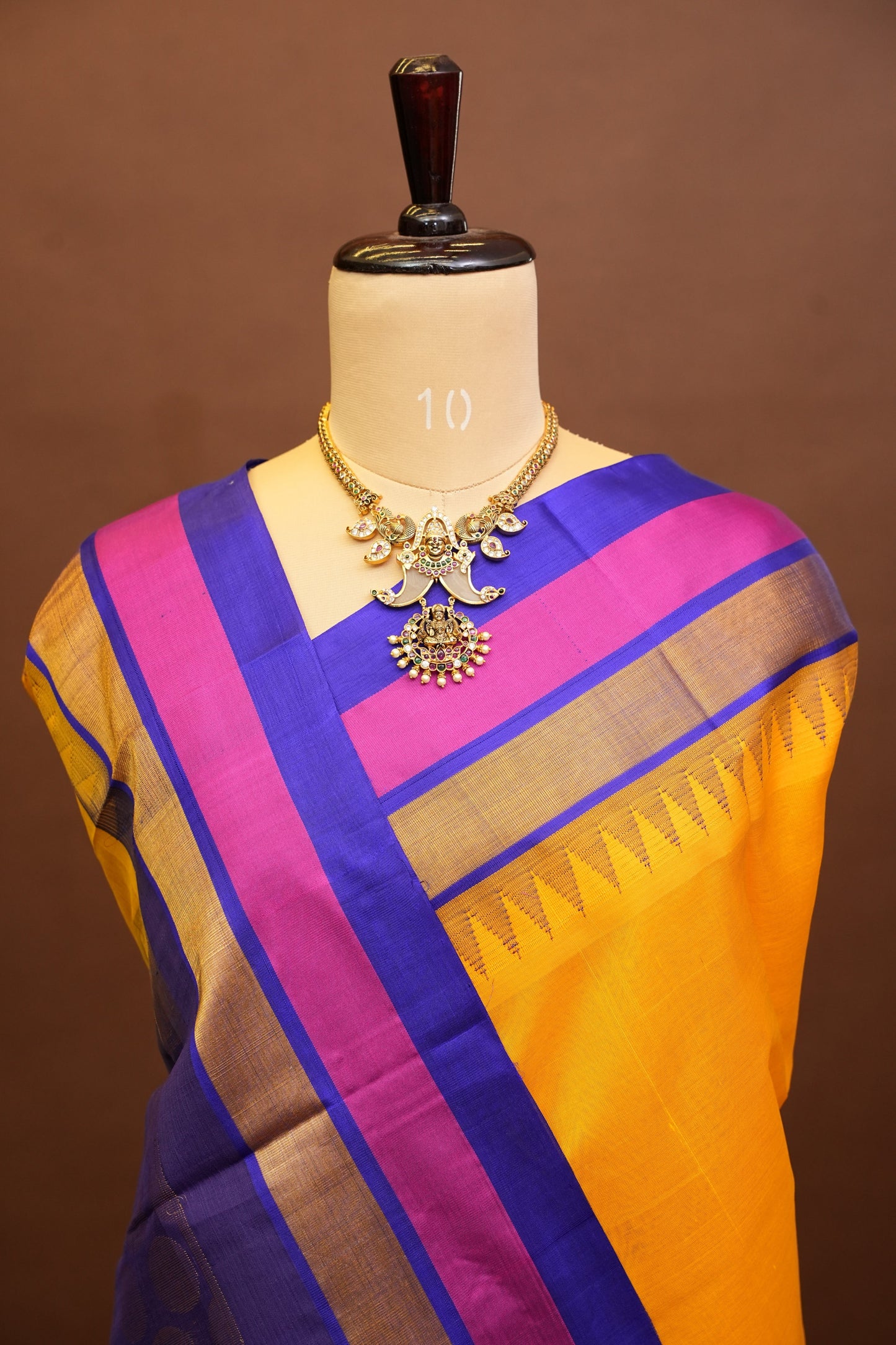 Pure Kuppadam Korvai Silk Cotton Pattu Saree-Yellow & Blue