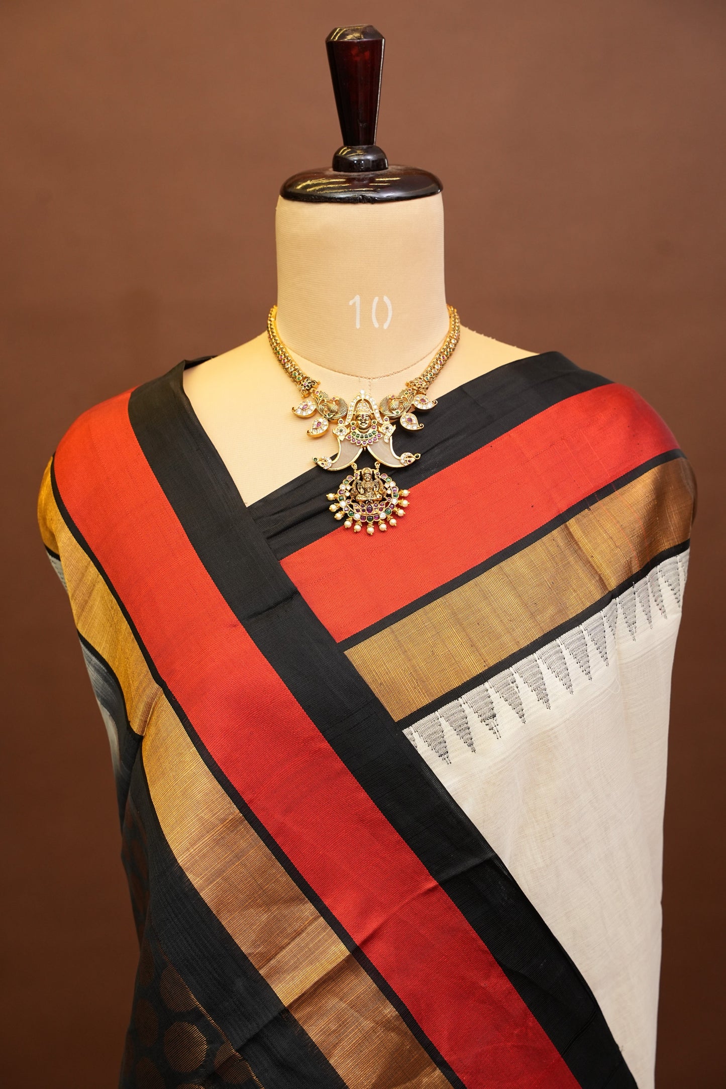 Pure Kuppadam Korvai Silk Cotton Pattu Saree-Ivory & Black
