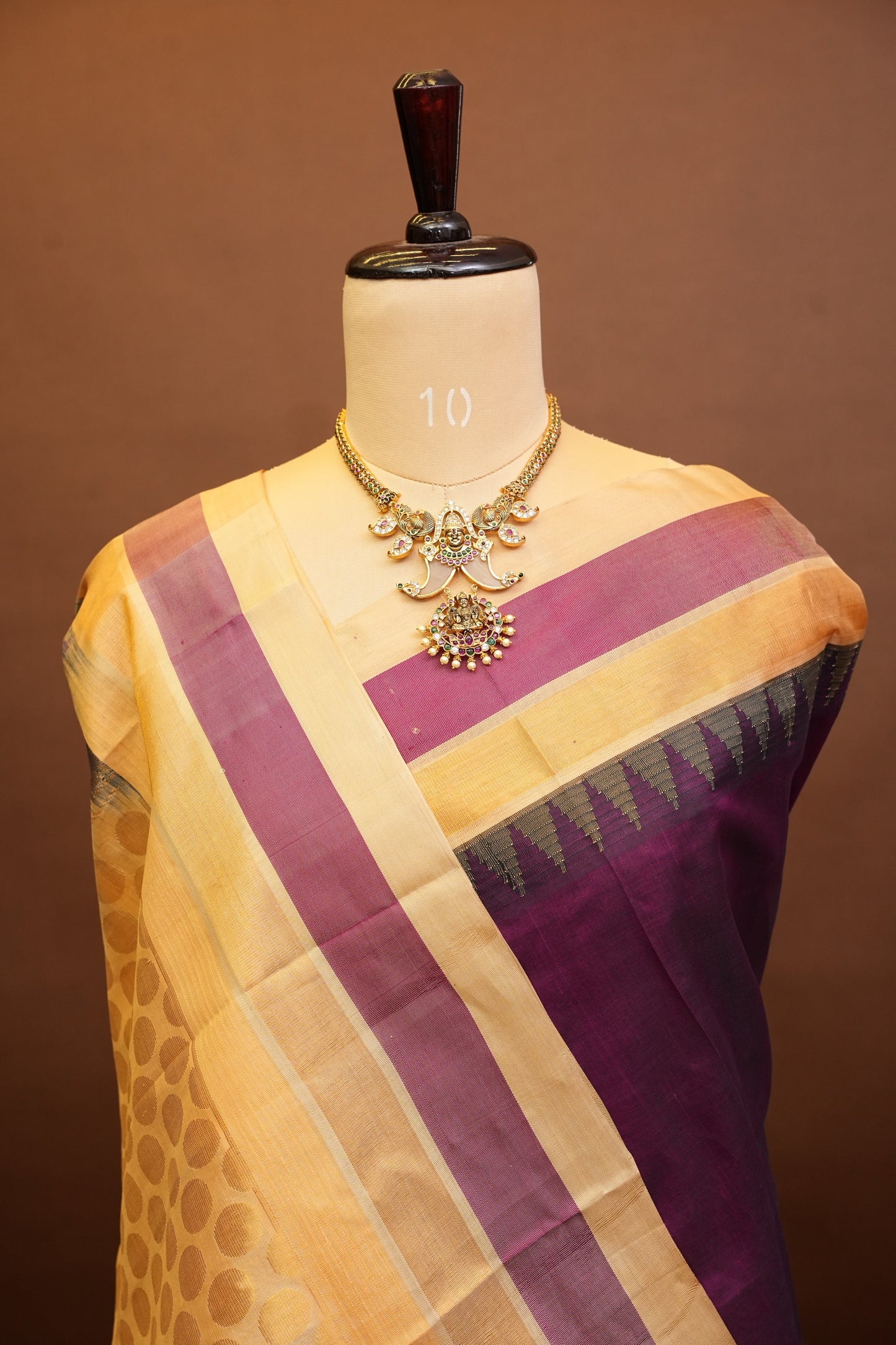 Pure Kuppadam Korvai Silk Cotton Pattu Saree-Wine & Ivory