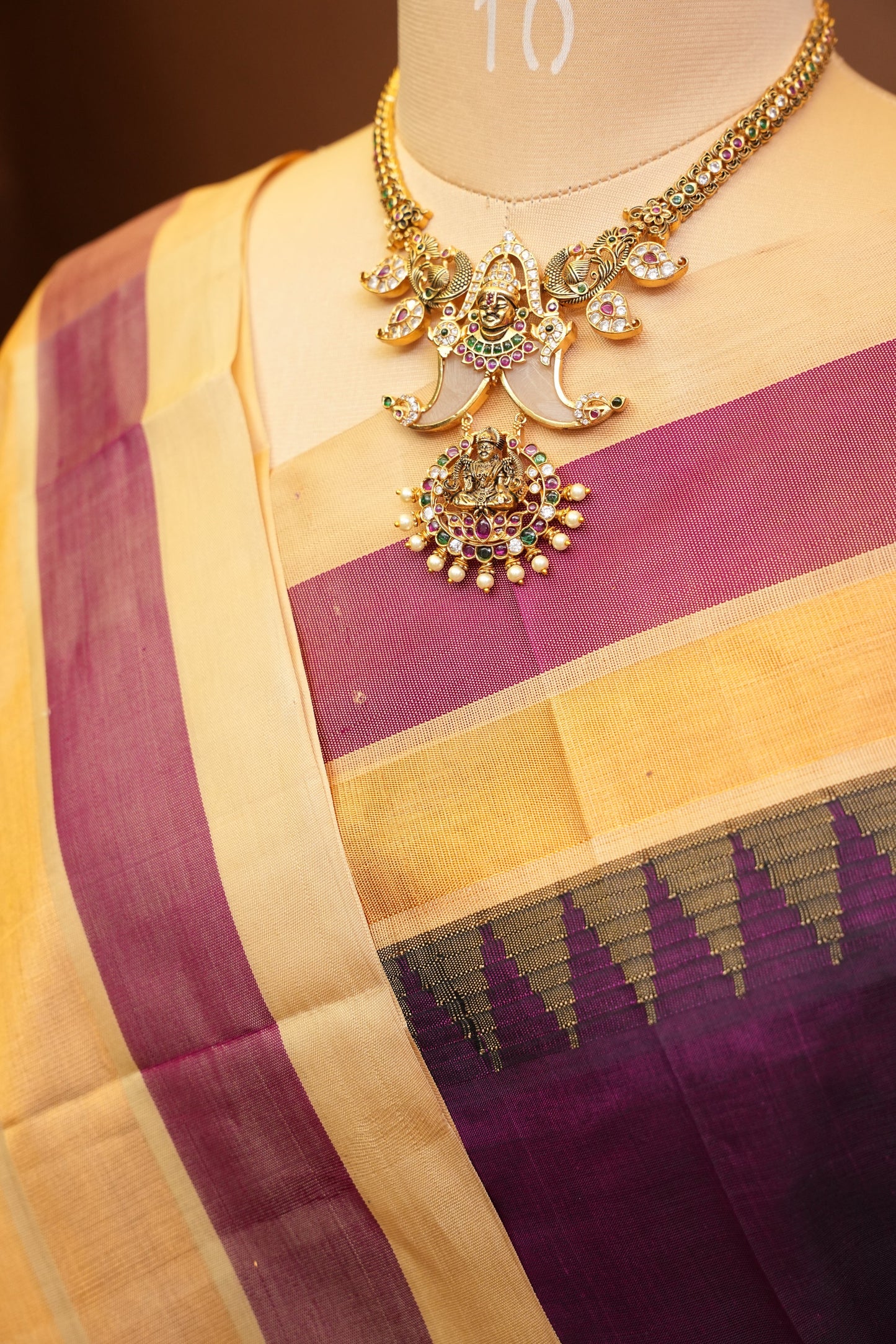 Pure Kuppadam Korvai Silk Cotton Pattu Saree-Wine & Ivory