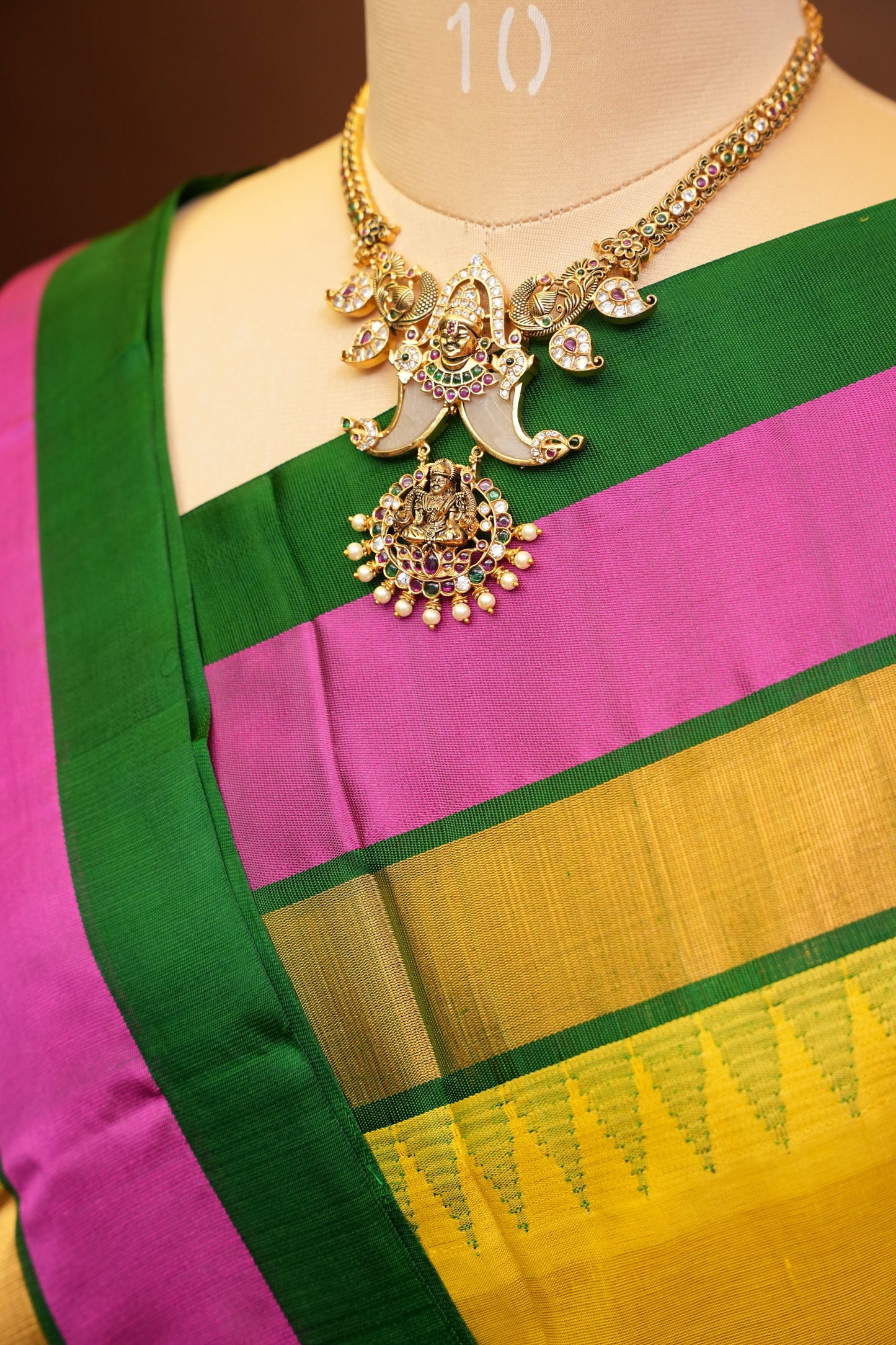 Pure Kuppadam Korvai Silk Cotton Pattu Saree-Yellow & Green