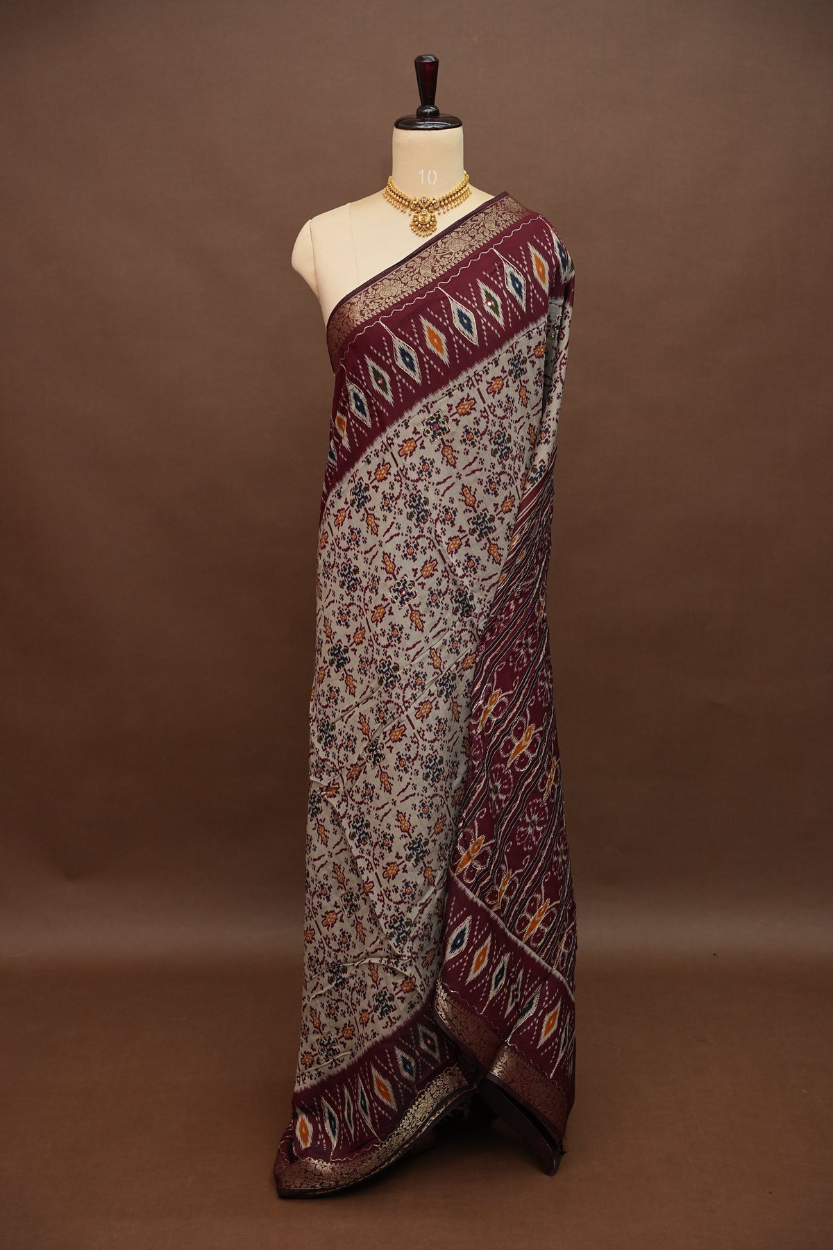 Chanderi Cotton Saree with Kalamkari Prints & Embroidered Pallu – Beige