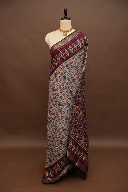 Chanderi Cotton Saree with Kalamkari Prints & Embroidered Pallu – Beige