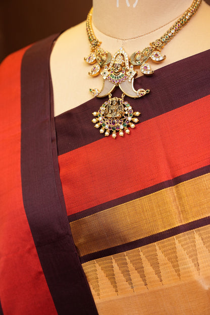 Pure Kuppadam Korvai Silk Cotton Pattu Saree-Soft Beige & Coffee