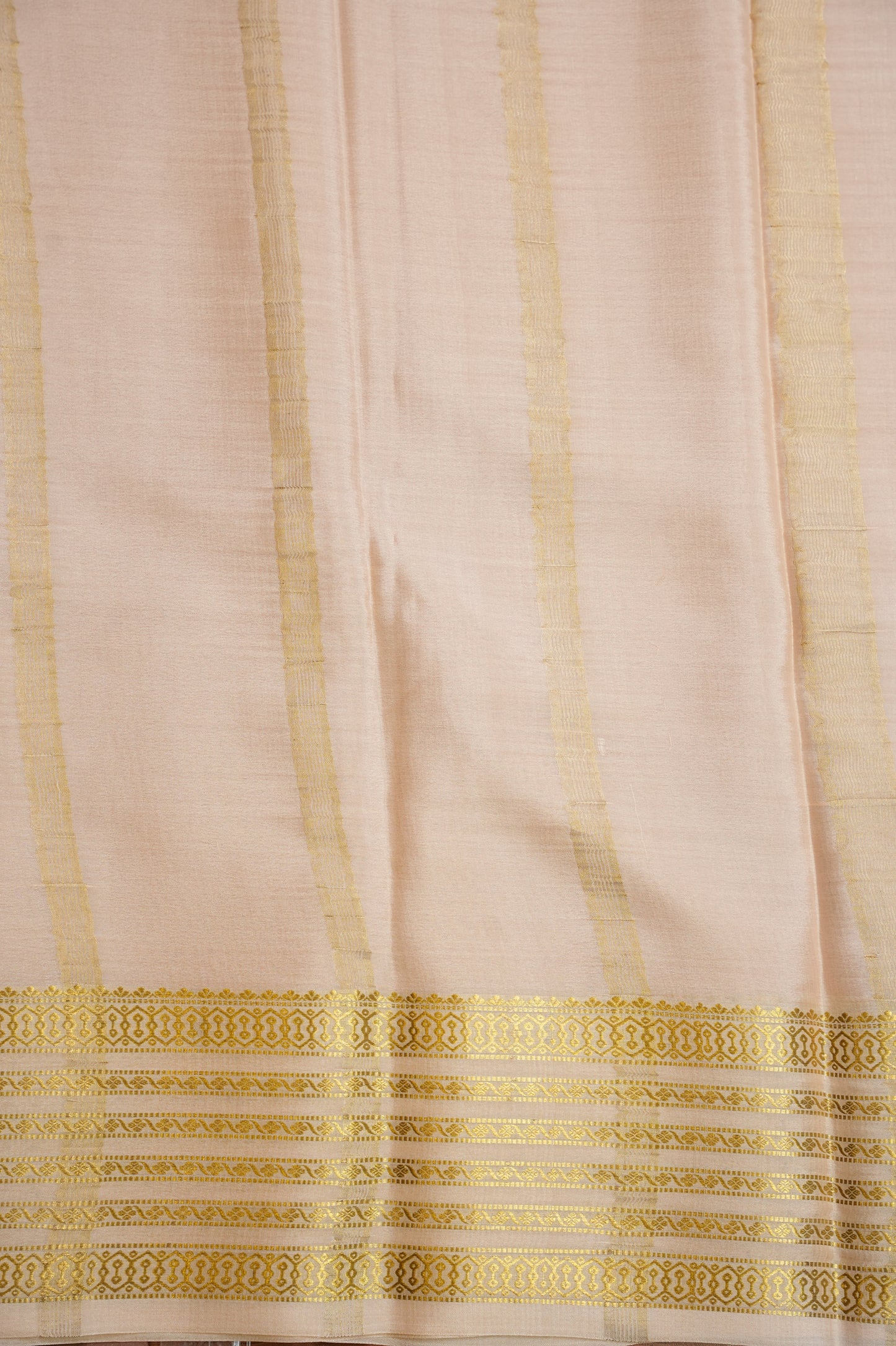Plain Pure Crepe Mysore Silk Saree in Red With Ivory Blouse & Pallu