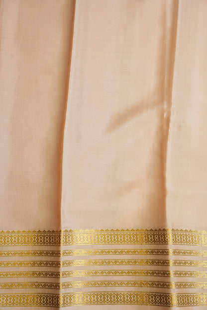 Plain Pure Crepe Mysore Silk Saree in Red With Ivory Blouse & Pallu