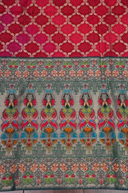 Kashmiri Pashmina Story Telling Banarasi Saree - Pink
