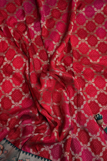 Kashmiri Pashmina Story Telling Banarasi Saree - Pink