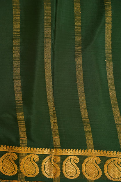 Plain Pure Crepe Mysore Silk Saree in Royal Blue With Bottle Green Blouse & Pallu