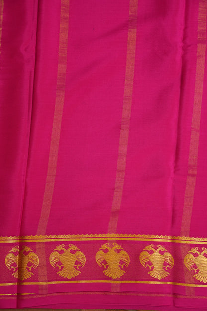 Plain Pure Crepe Mysore Silk Saree in HotPink With Gandaberunda Border