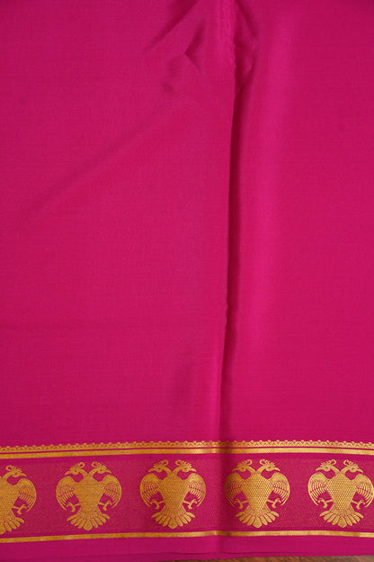 Plain Pure Crepe Mysore Silk Saree in HotPink With Gandaberunda Border